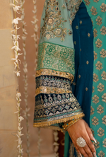 Festive Edit 2026 Karma Collection JAHAN-ARA BLACK SKY BLUE F-501