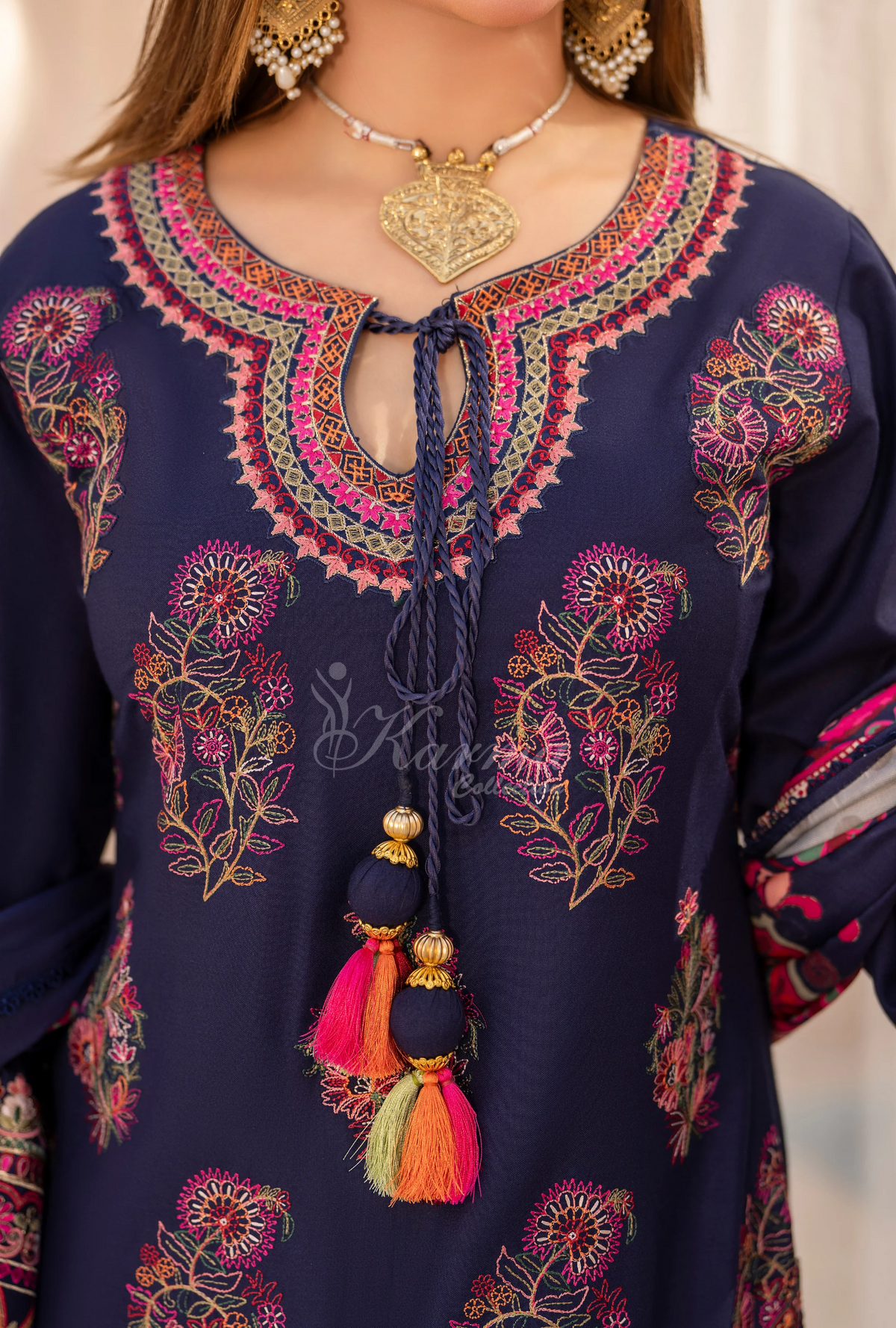 Winter Luxury 3 Piece Embroidered Mishaal Karma CollectionALMOND SKU:KC-1534