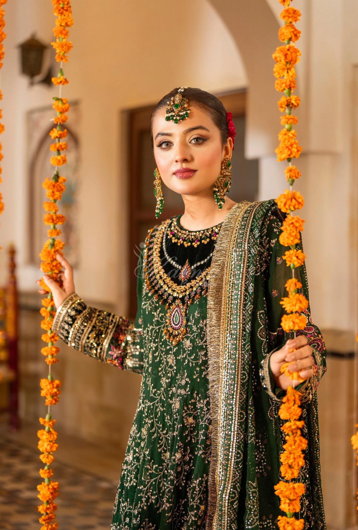 Festive Edit 2026 Karma Collection JAHAN-ARA KELLY GREEN F-499