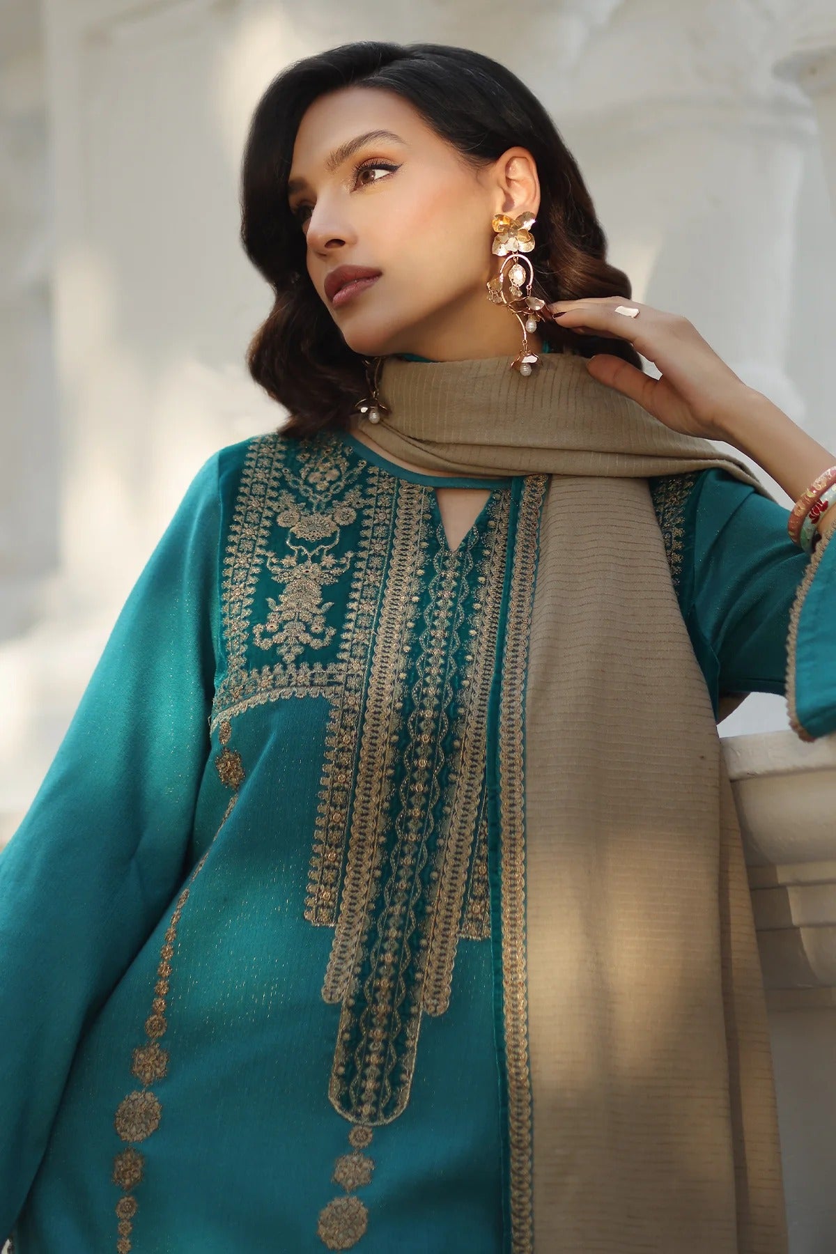 CHARIZMA SIGNATURE VOL 1 WINTER 2025-3-PC Stitched Peach Leather with Velvet CSW5-04