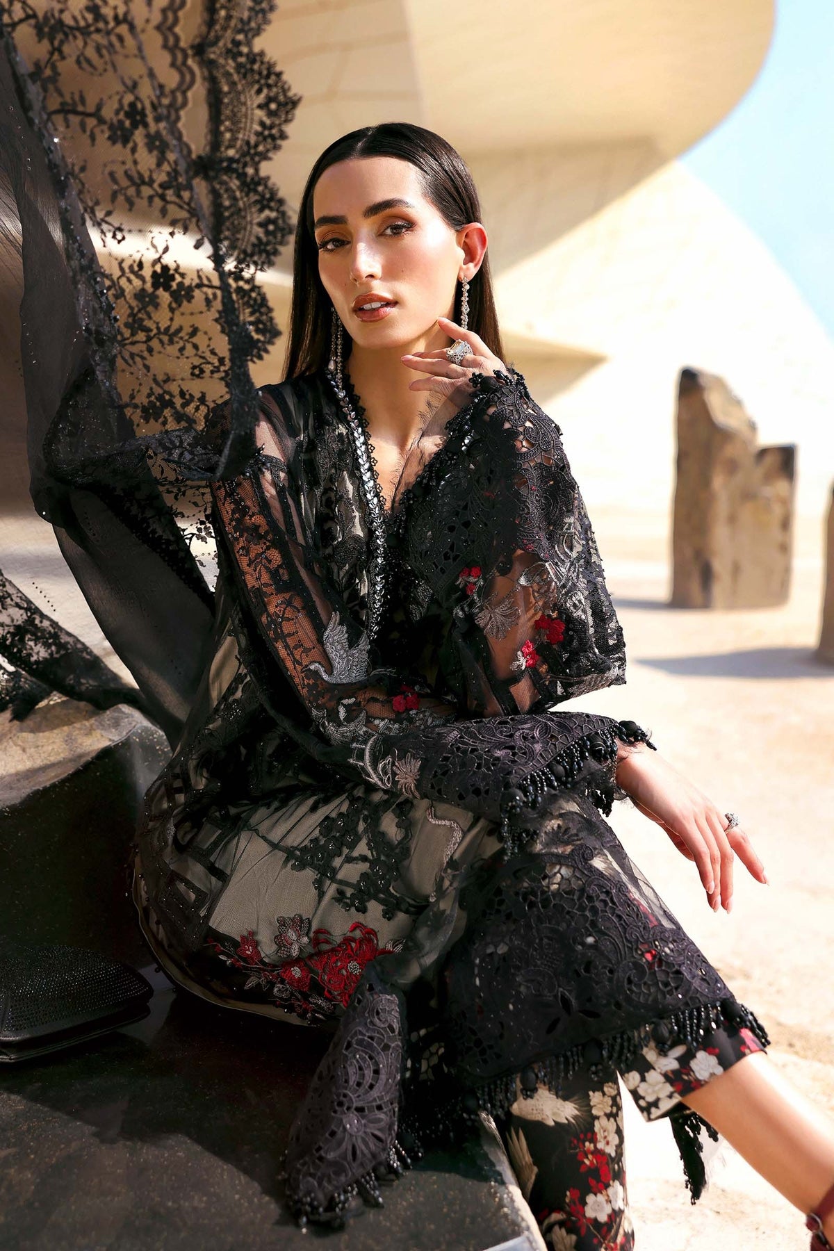 Maria B Stitched Embroidered Luxury Lawn 3 Piece Suit D-2607-B- Eid Collection