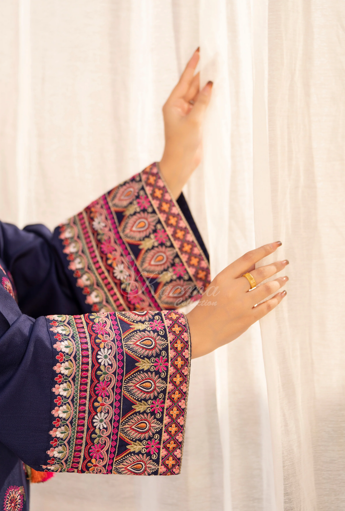 Winter Luxury 3 Piece Embroidered Mishaal Karma CollectionALMOND SKU:KC-1534