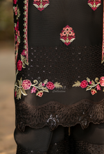 Karma Collection Winter Luxury Edition 3 Piece Embroidered Kotrai BLACK CHERRY Shirt withDupatta & Shalwar for Elegant Outfits KC-1529