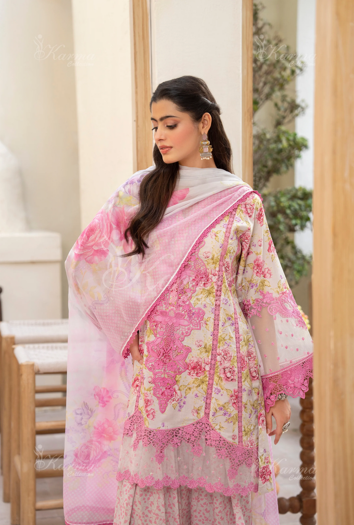 Farshi Shalwar Karma Collection PETAL PINK KC-1497