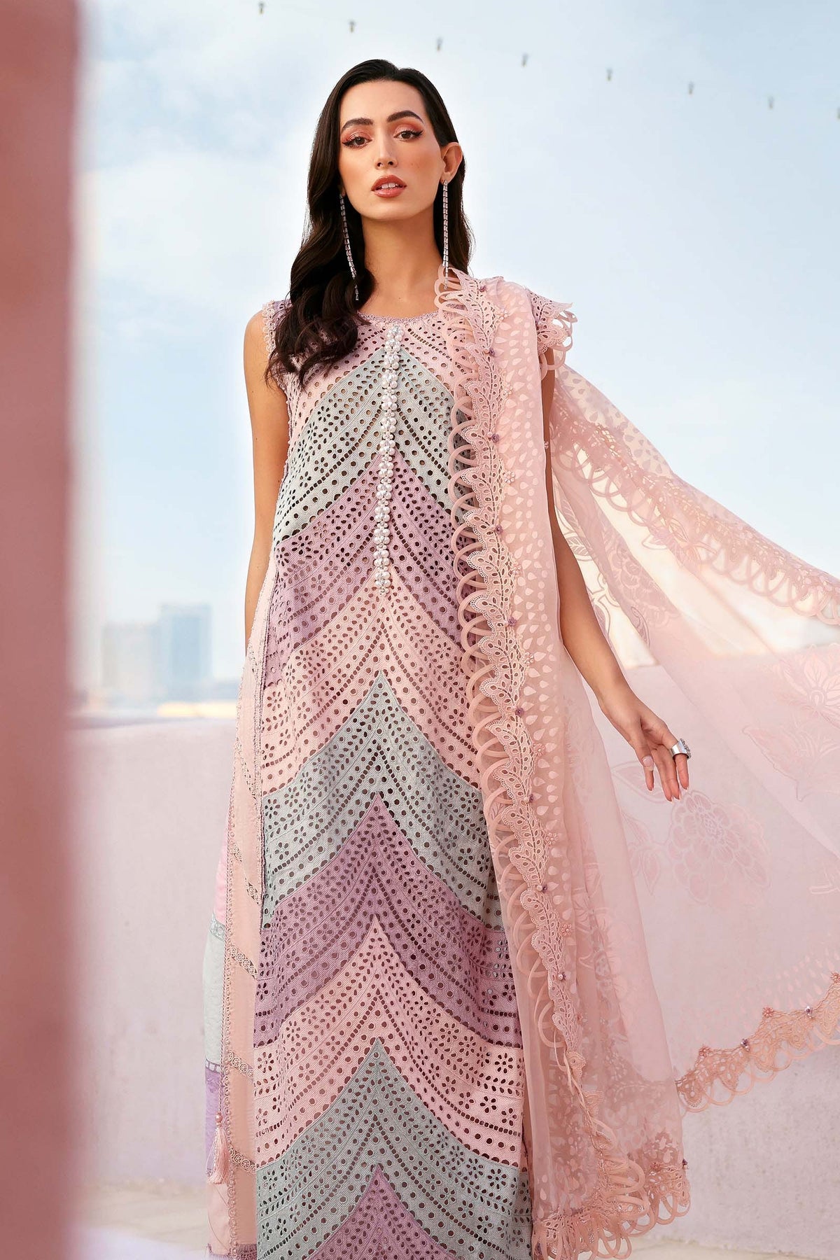 Maria B Stitched Embroidered Luxury Lawn 3 Piece Suit D-2612-B- Eid Collection