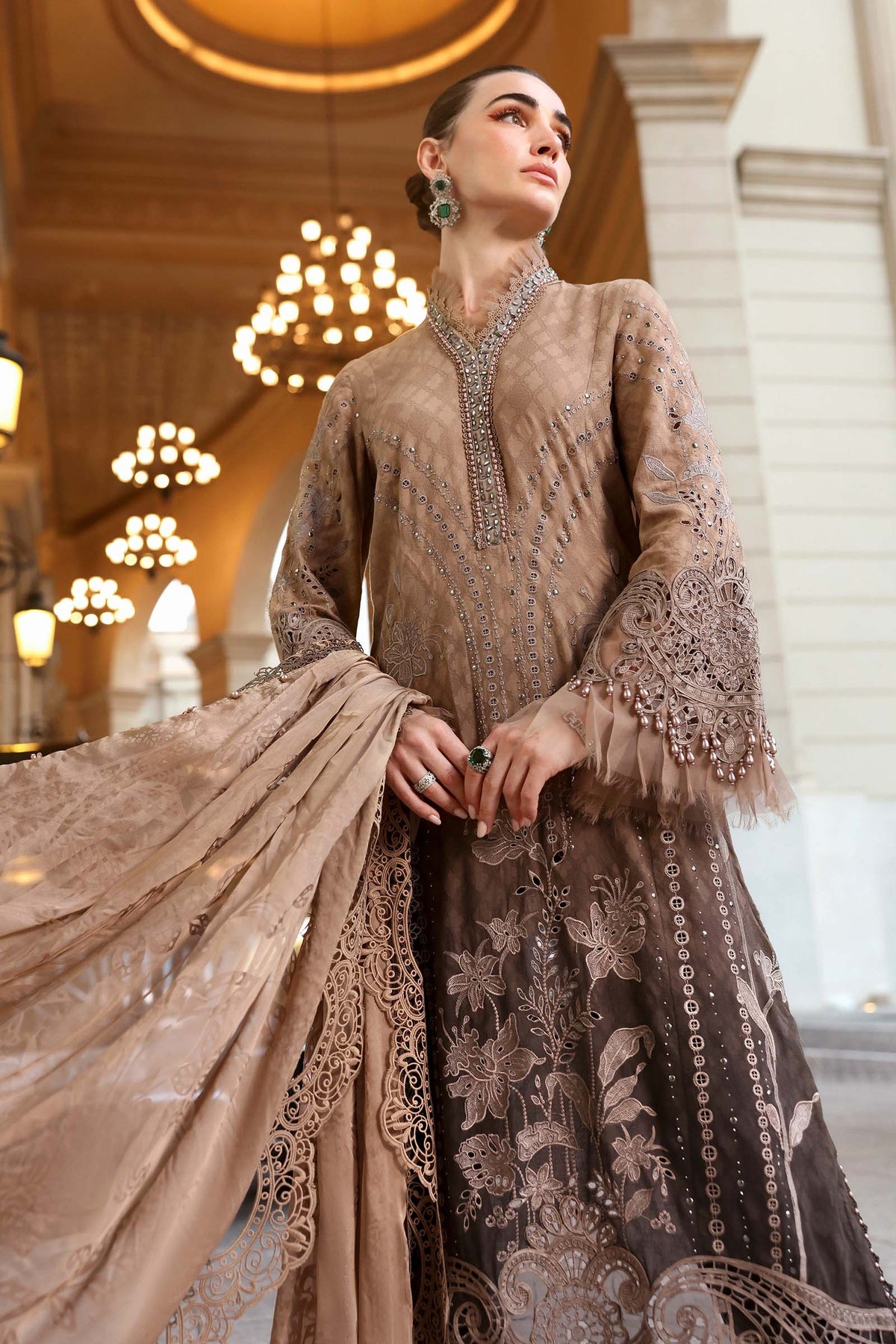 Maria B Stitched Embroidered Luxury Lawn 3 Piece Suit D-2601-A - Eid Collection
