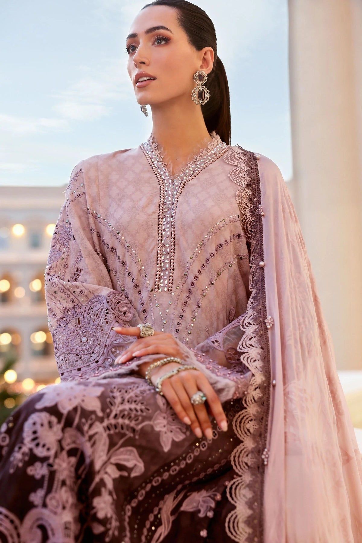 Maria B Stitched Embroidered Luxury Lawn 3 Piece Suit D-2601-B- Eid Collection
