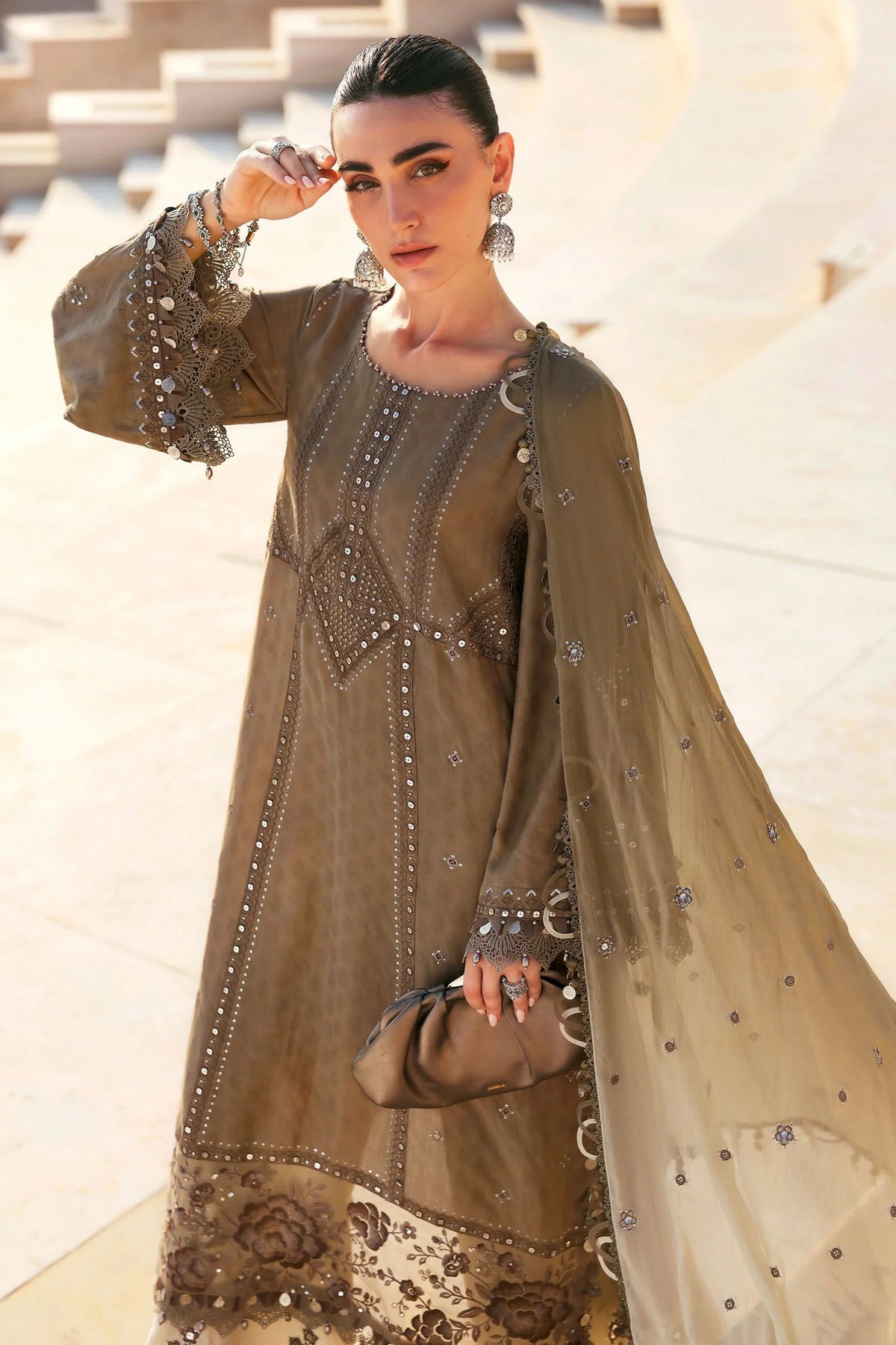 Maria B Stitched Embroidered Luxury Lawn 3 Piece Suit D-2602-A- Eid Collection
