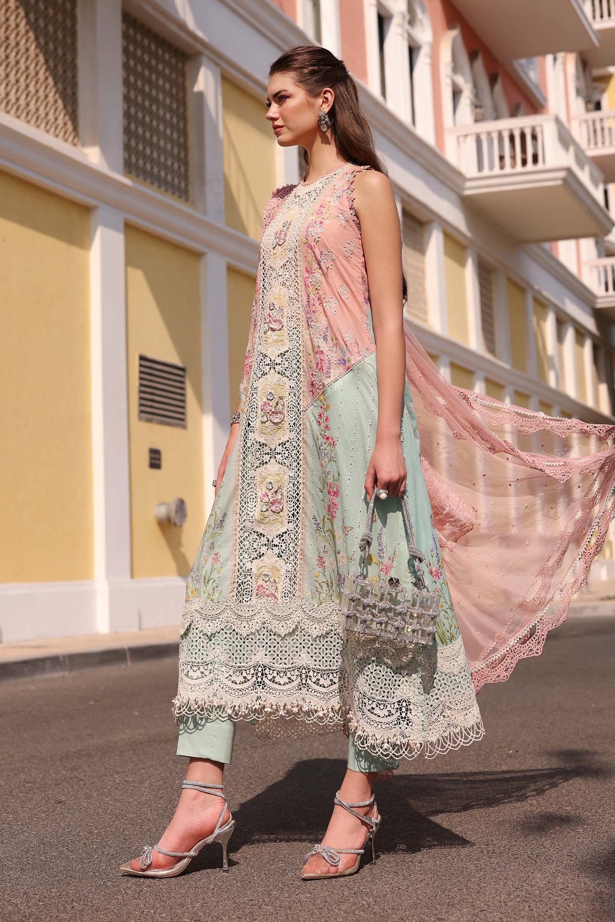 Maria B Stitched Embroidered Luxury Lawn 3 Piece Suit D-2606-A- Eid Collection