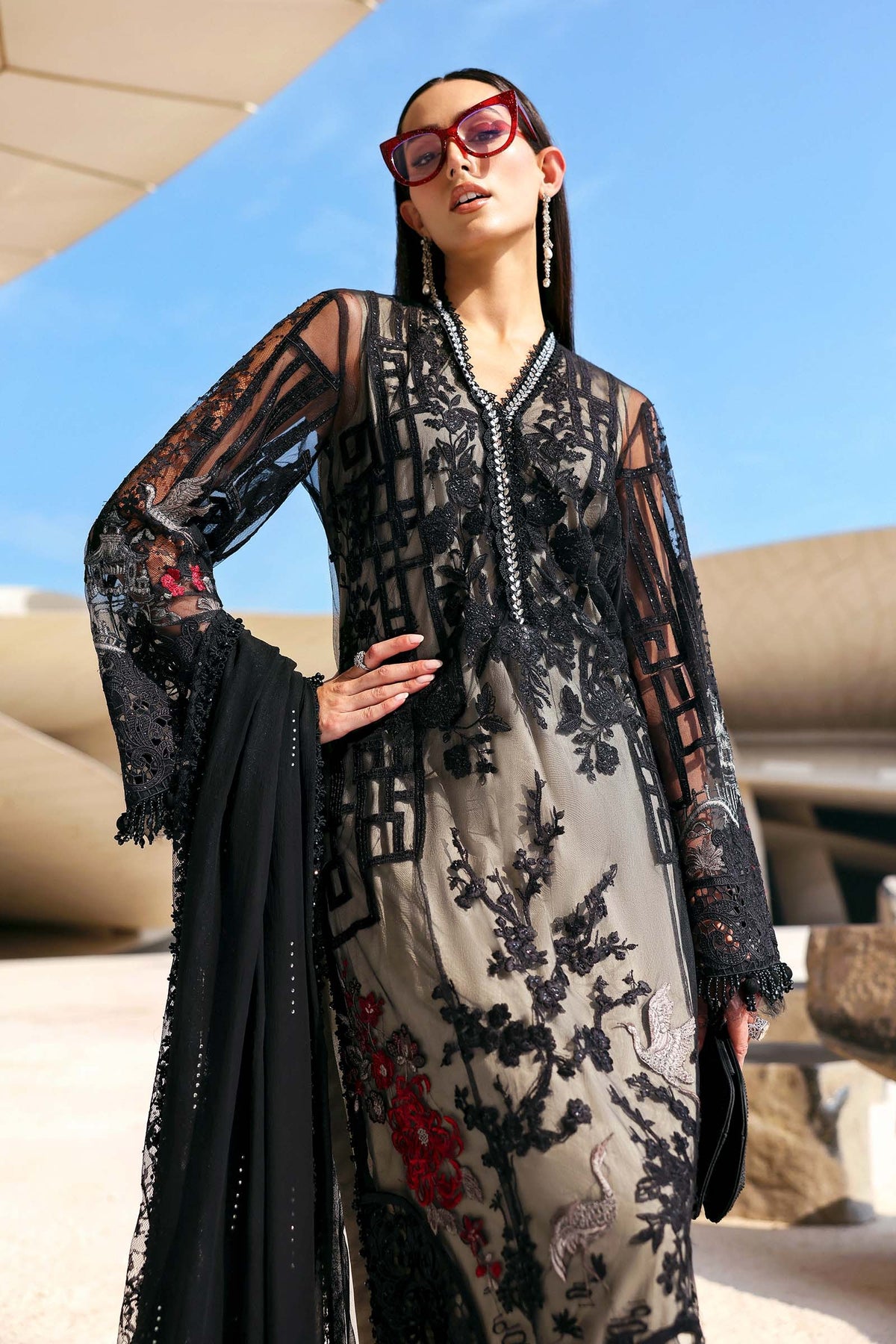Maria B Stitched Embroidered Luxury Lawn 3 Piece Suit D-2607-B- Eid Collection