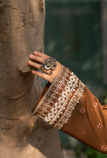 Karma Collection Winter Luxury Edition 3 Piece Embroidered Kotrai CAMEL Shirt withDupatta & Shalwar for Elegant Outfits KC-1522