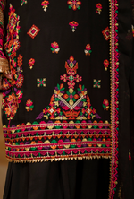 Chiffon 3 Piece Embroidered Hayat Karma Collection PITCH BLACK F-492