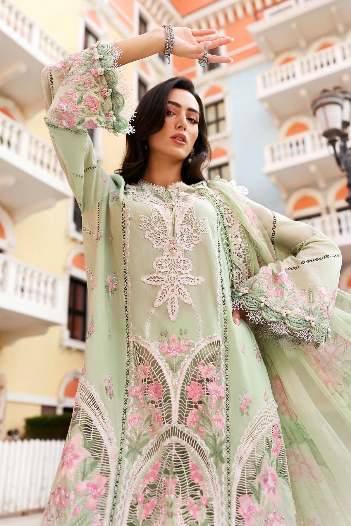 Maria B Stitched Embroidered Luxury Lawn 3 Piece Suit D-2611-A- Eid Collection