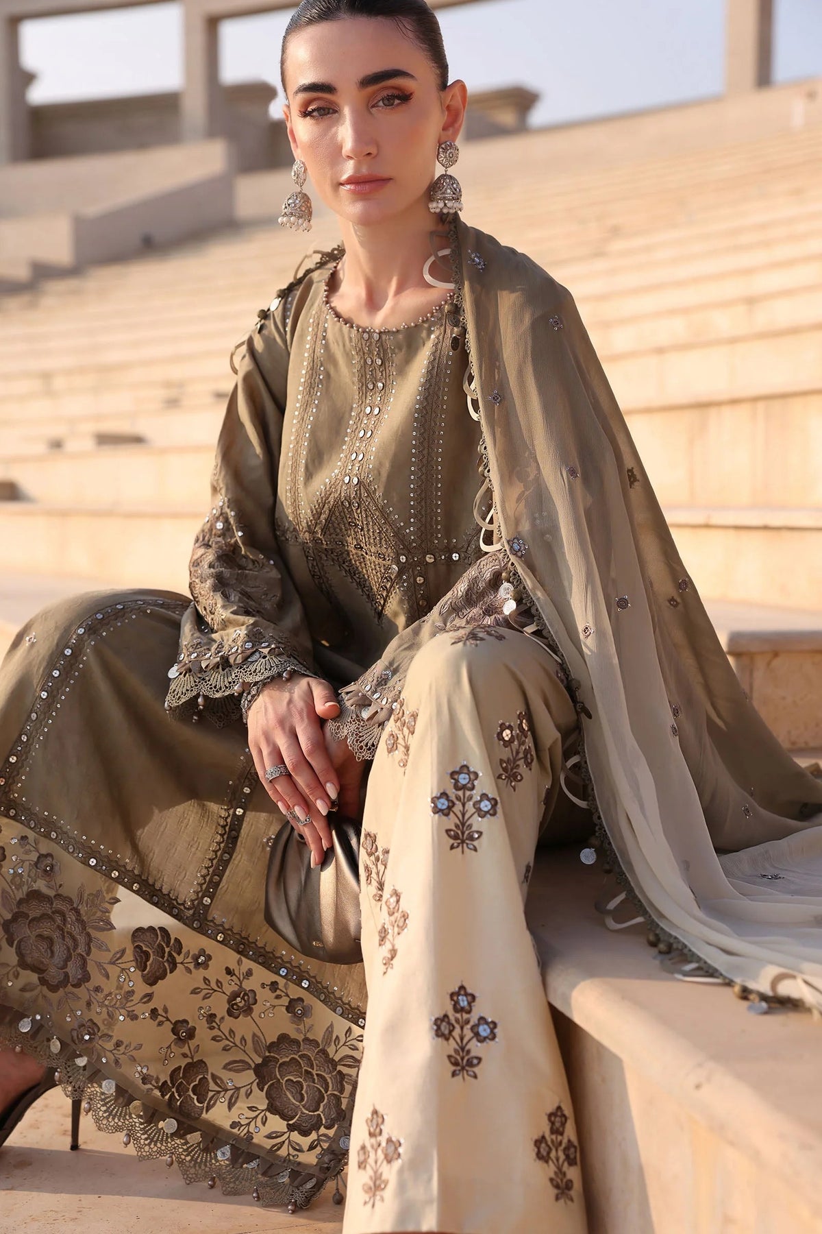 Maria B Stitched Embroidered Luxury Lawn 3 Piece Suit D-2602-A- Eid Collection
