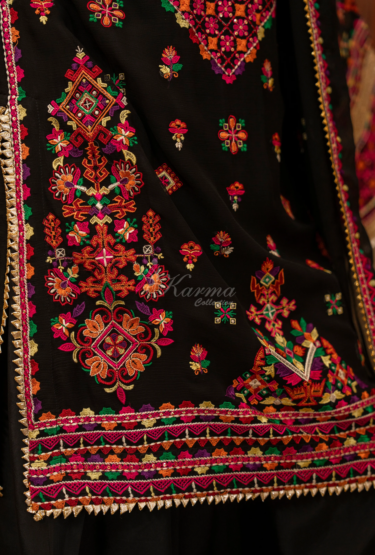 Chiffon 3 Piece Embroidered Hayat Karma Collection PITCH BLACK F-492