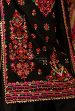 Chiffon 3 Piece Embroidered Hayat Karma Collection PITCH BLACK F-492