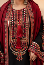 Winter Luxury 3 Piece Embroidered Mishaal Karma CollectionBLOODSTONE SKU:KC-1532