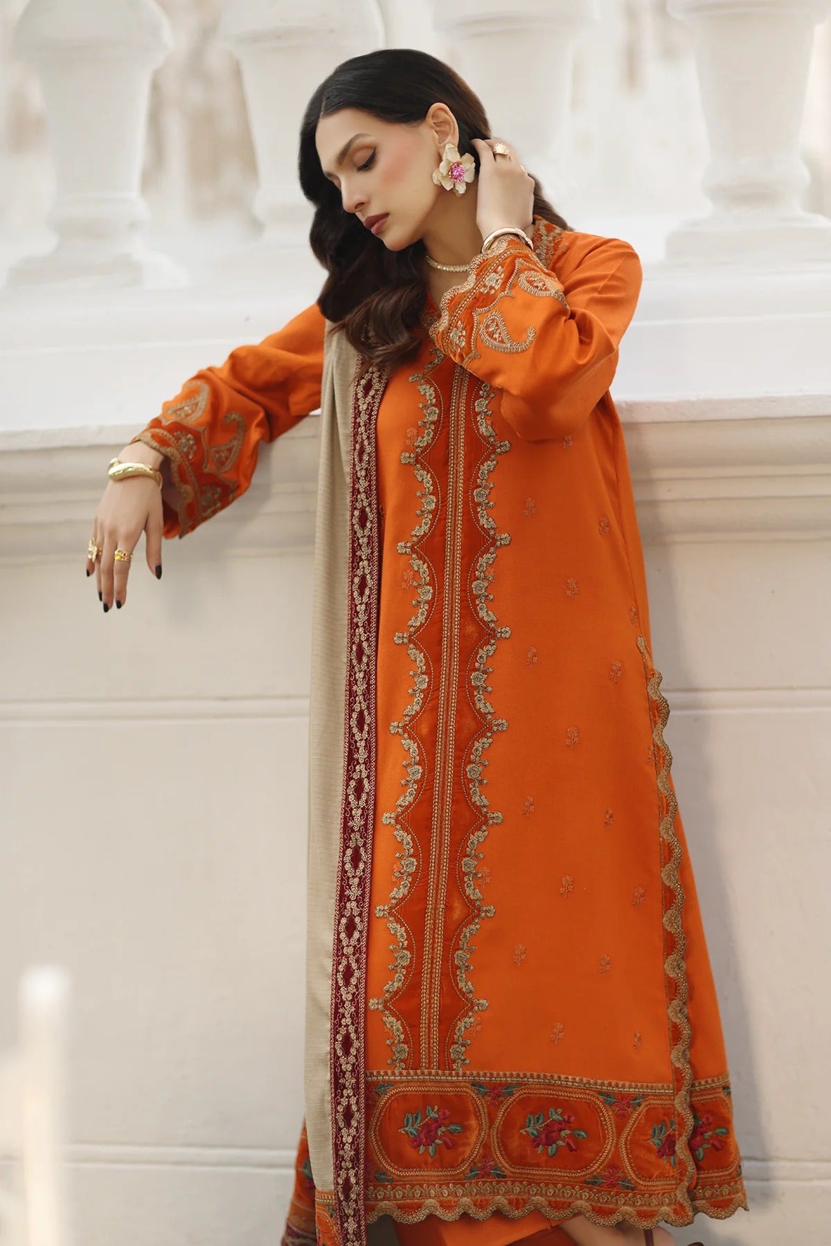 CHARIZMA SIGNATURE VOL 1 WINTER 2025-3-PC Stitched Peach Leather with Velvet CSW5-03