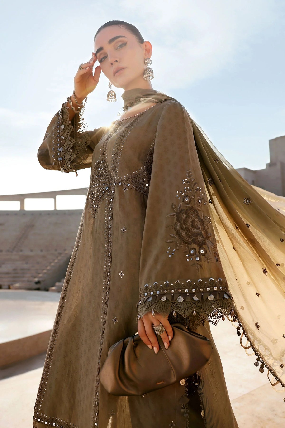 Maria B Stitched Embroidered Luxury Lawn 3 Piece Suit D-2602-A- Eid Collection