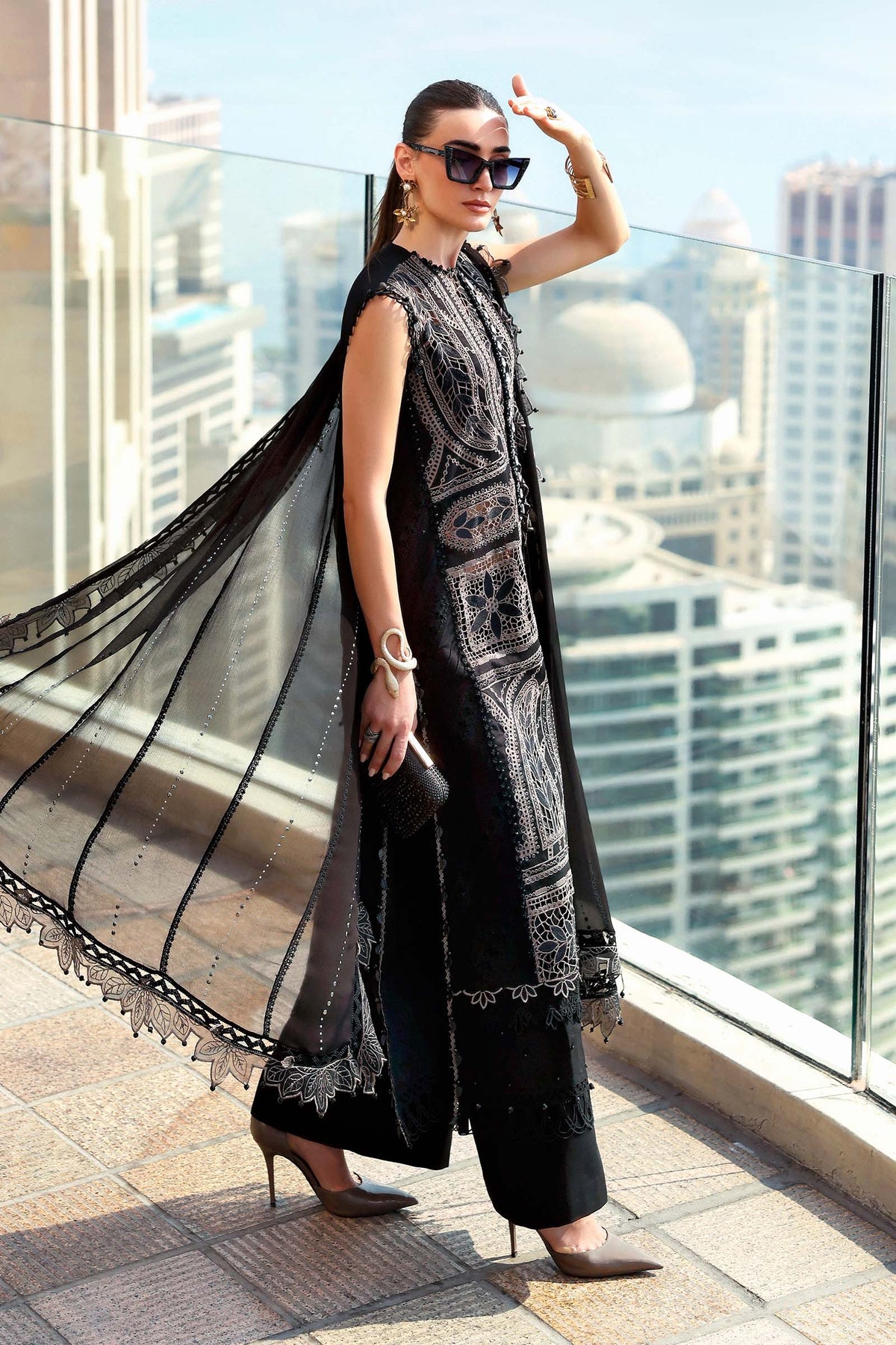 Maria B Stitched Embroidered Luxury Lawn 3 Piece Suit D-2608-B- Eid Collection