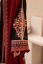Winter Luxury 3 Piece Embroidered Mishaal Karma CollectionBLOODSTONE SKU:KC-1532
