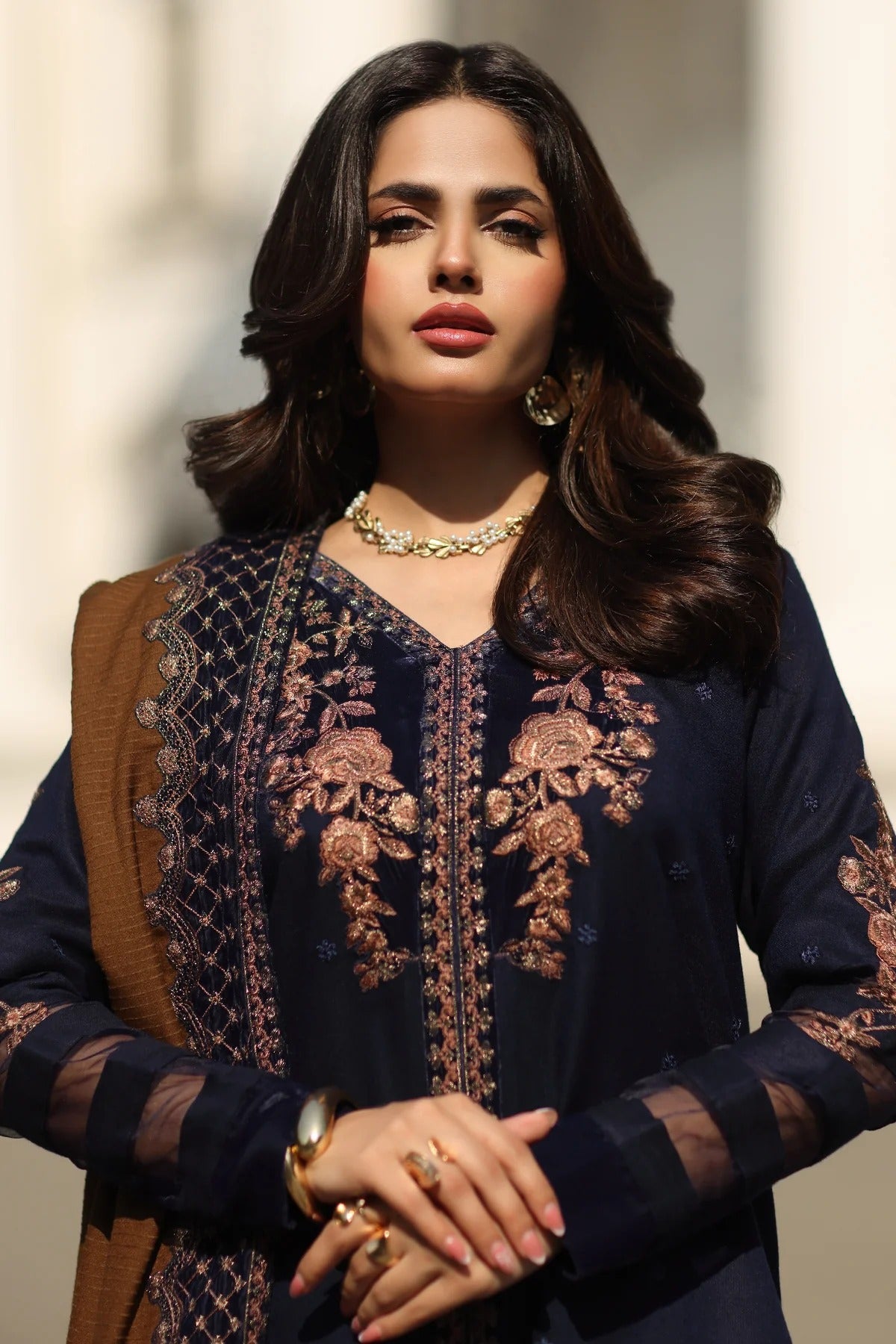 CHARIZMA SIGNATURE VOL 1 WINTER 2025-3-PC Stitched Peach Leather with Velvet CSW5-01