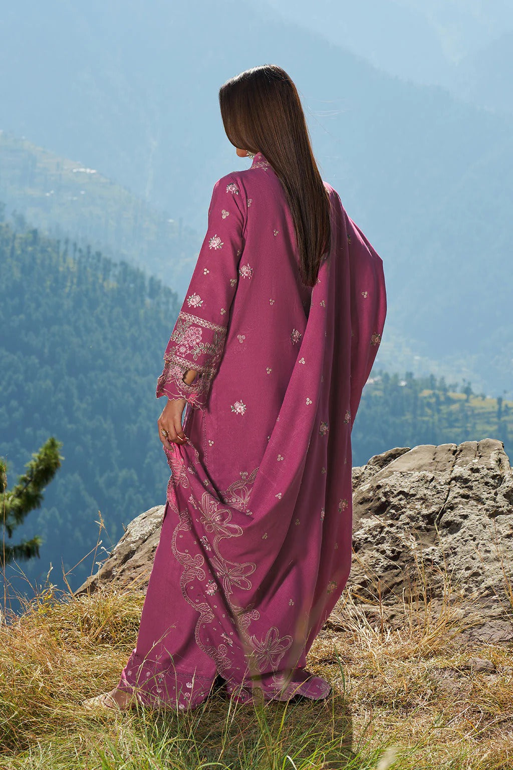 Reet By Ramsha - Three piece embroidered karandi suits with embroidered karandi shawls stitched & embellished | Original Ramsha Karandi Collection 2025 | R-1306