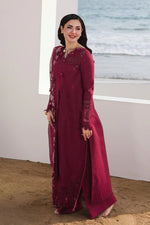 Qalamkar SA-14 Nelam Sahil Luxury Lawn 2026 stitched 3 piece suit burgundy full model front UK
