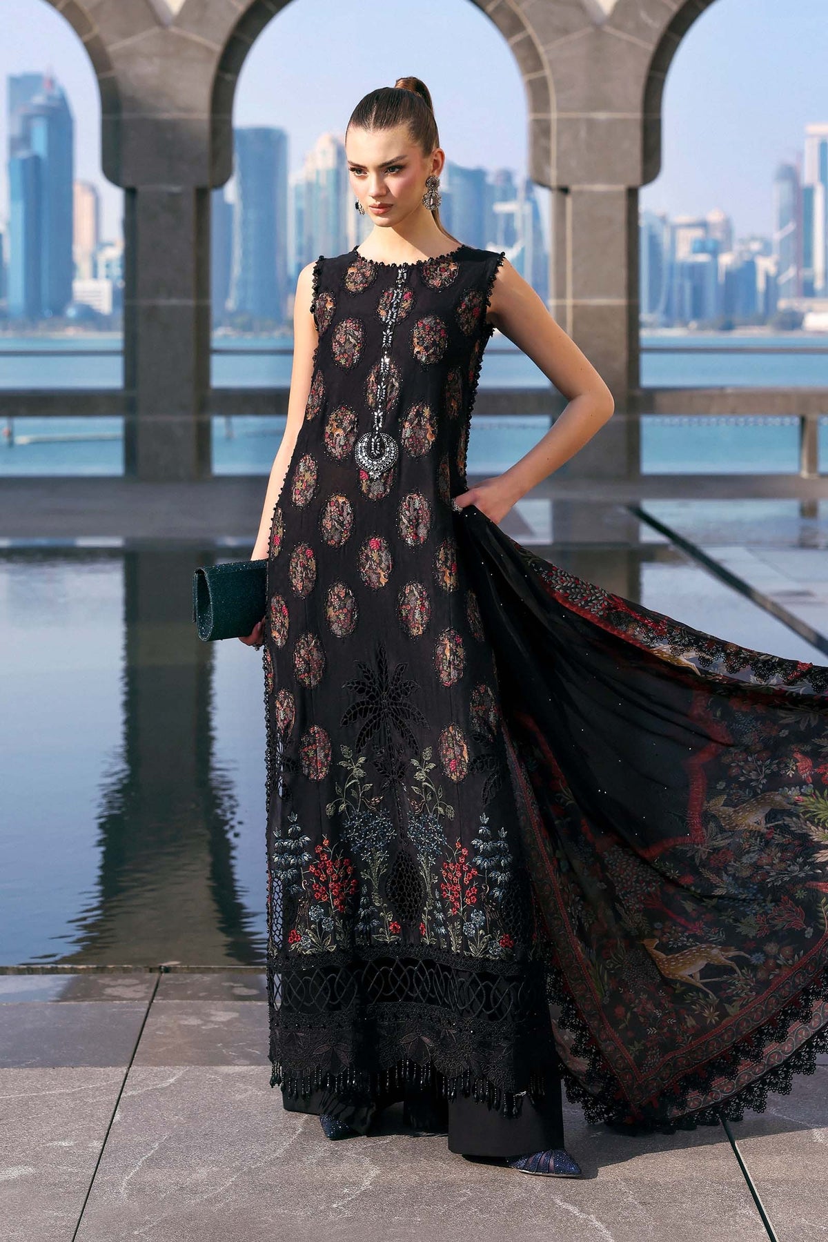 Maria B Stitched Embroidered Luxury Lawn 3 Piece Suit D-2605-B- Eid Collection