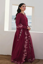 Qalamkar SA-14 Nelam embroidered lawn suit dupatta detail burgundy Pakistani dress UK