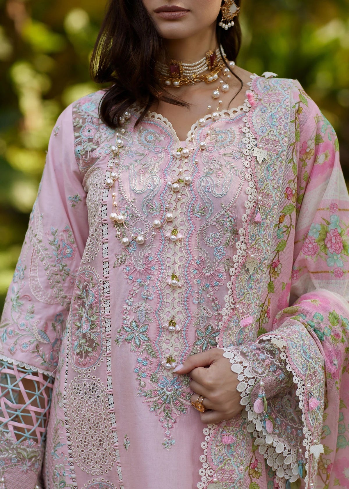 Vivian lawn 2026 powder pink embroidered suit with dupatta