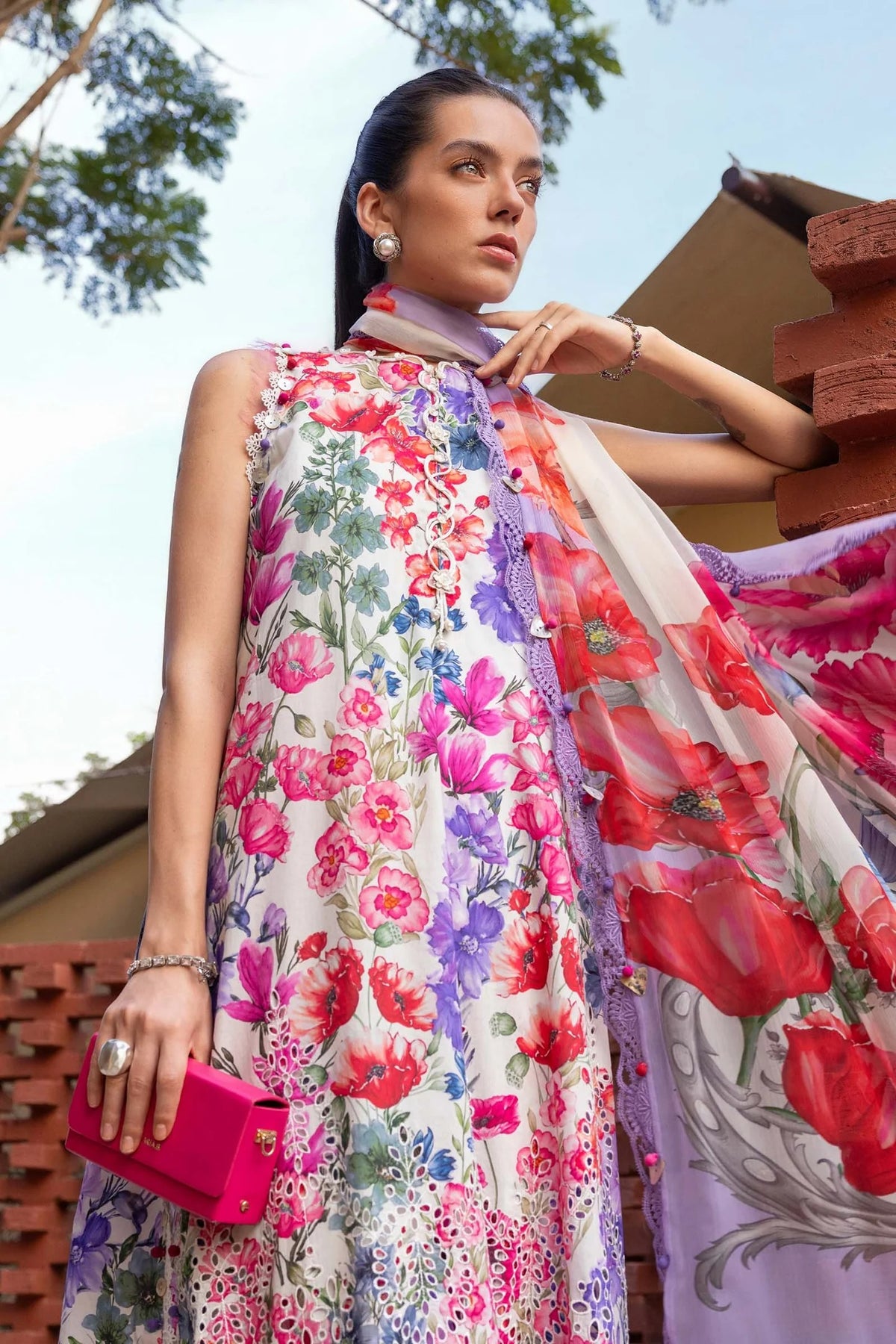 M Prints by Maria B Stitched Lawn 3 Piece Suit D-02 A - Summer Collection