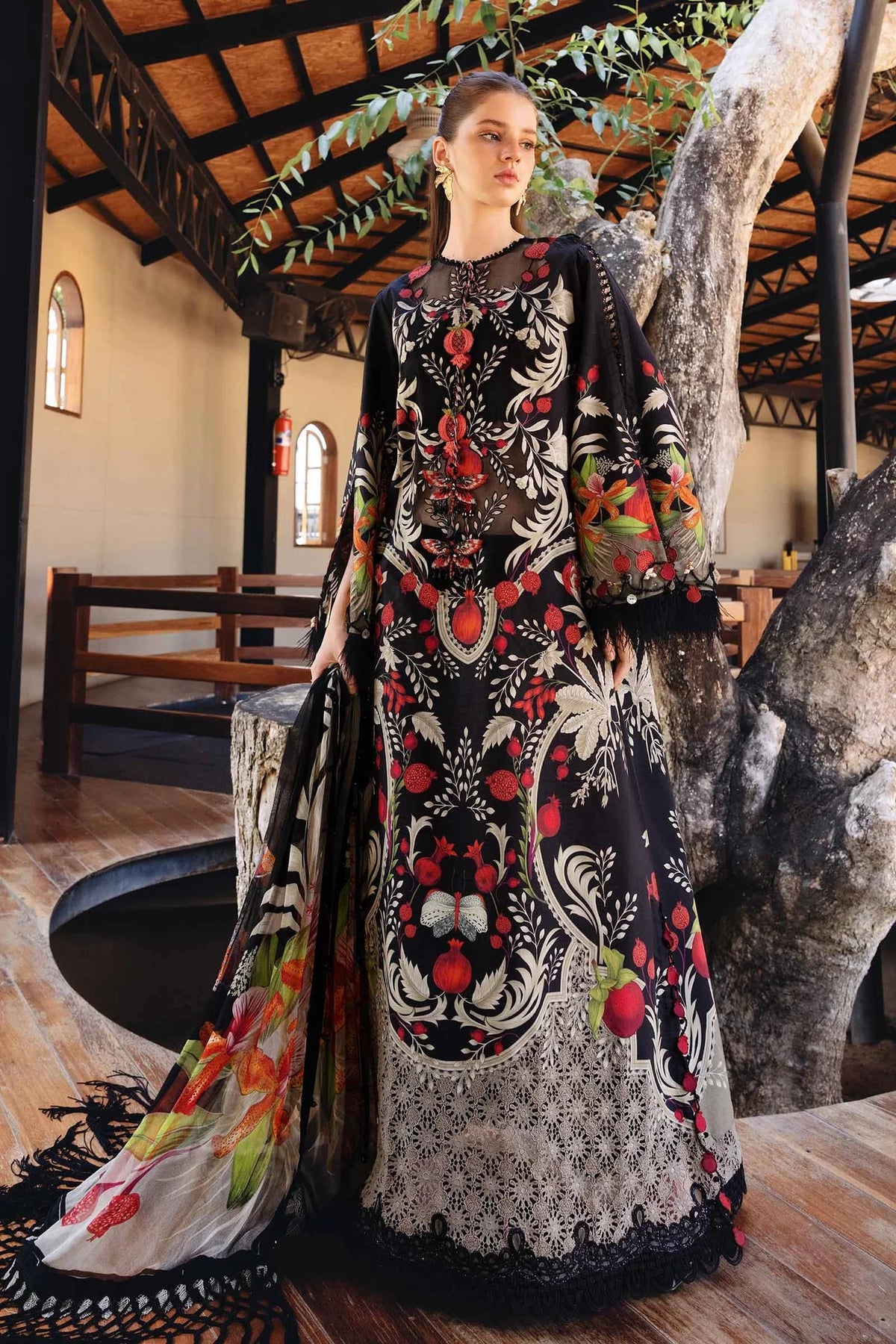 M Prints by Maria B Stitched Lawn 3 Piece Suit D-12 B - Summer Collection