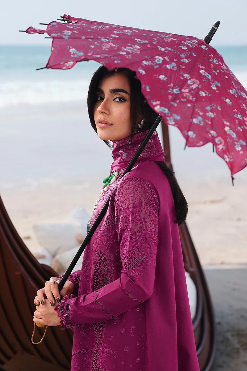 Qalamkar SA-01 Zara stitched lawn suit model pose embroidered outfit UK