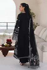 Qalamkar SA-02 Liana black lawn suit full look with dupatta