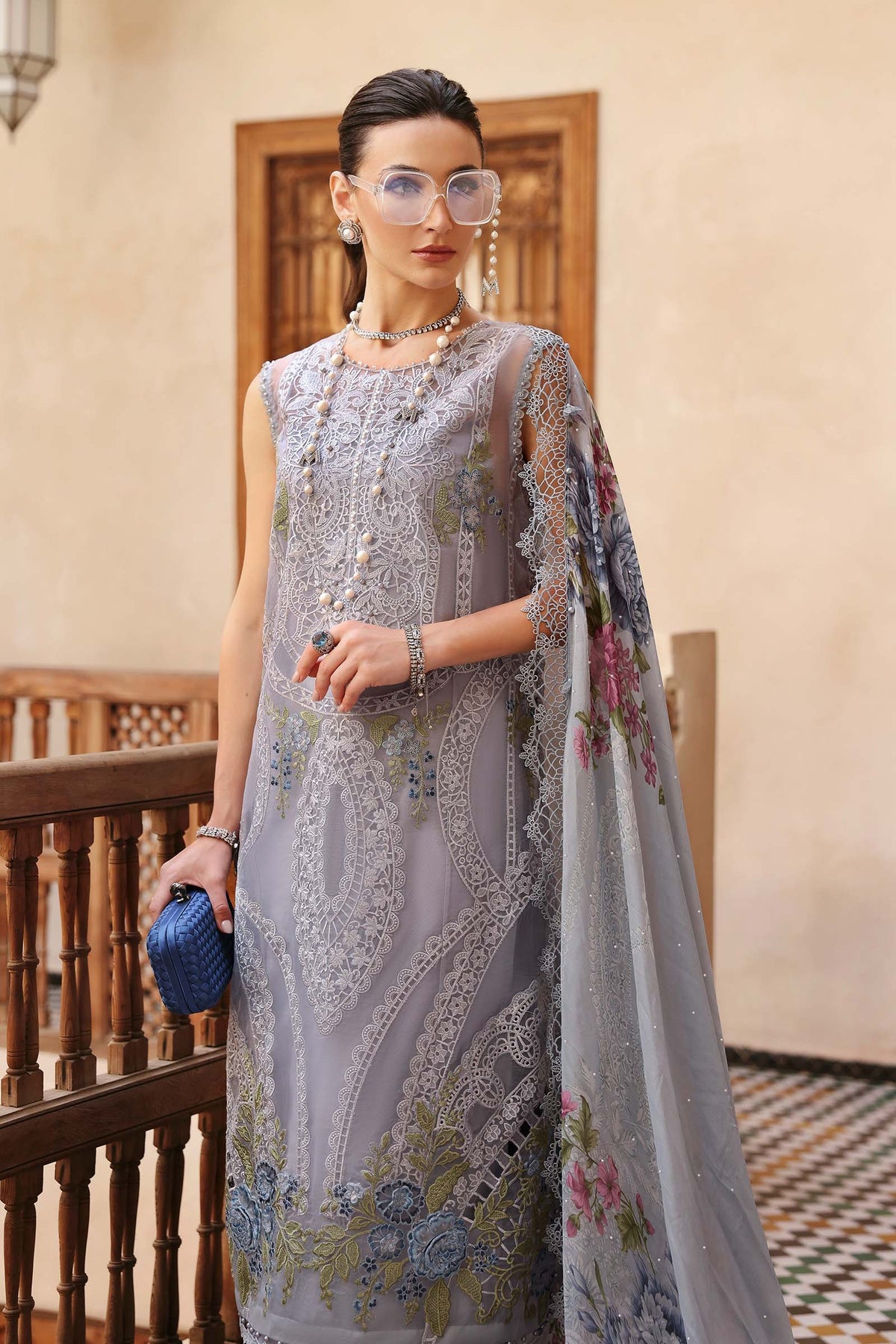 MARIA B Voyage Luxe Eid Lawn 2025 Original stitched Embroidered Suit D-2509-B