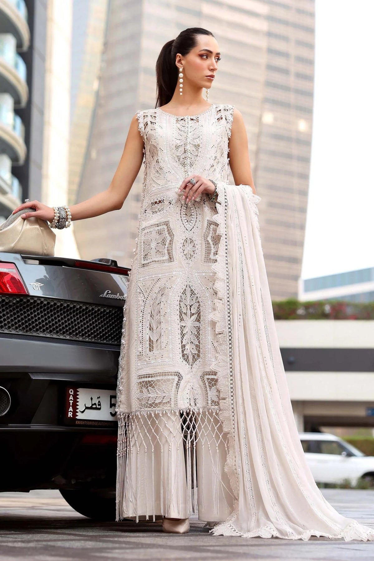 Maria B Stitched Embroidered Luxury Lawn 3 Piece Suit D-2608-A- Eid Collection