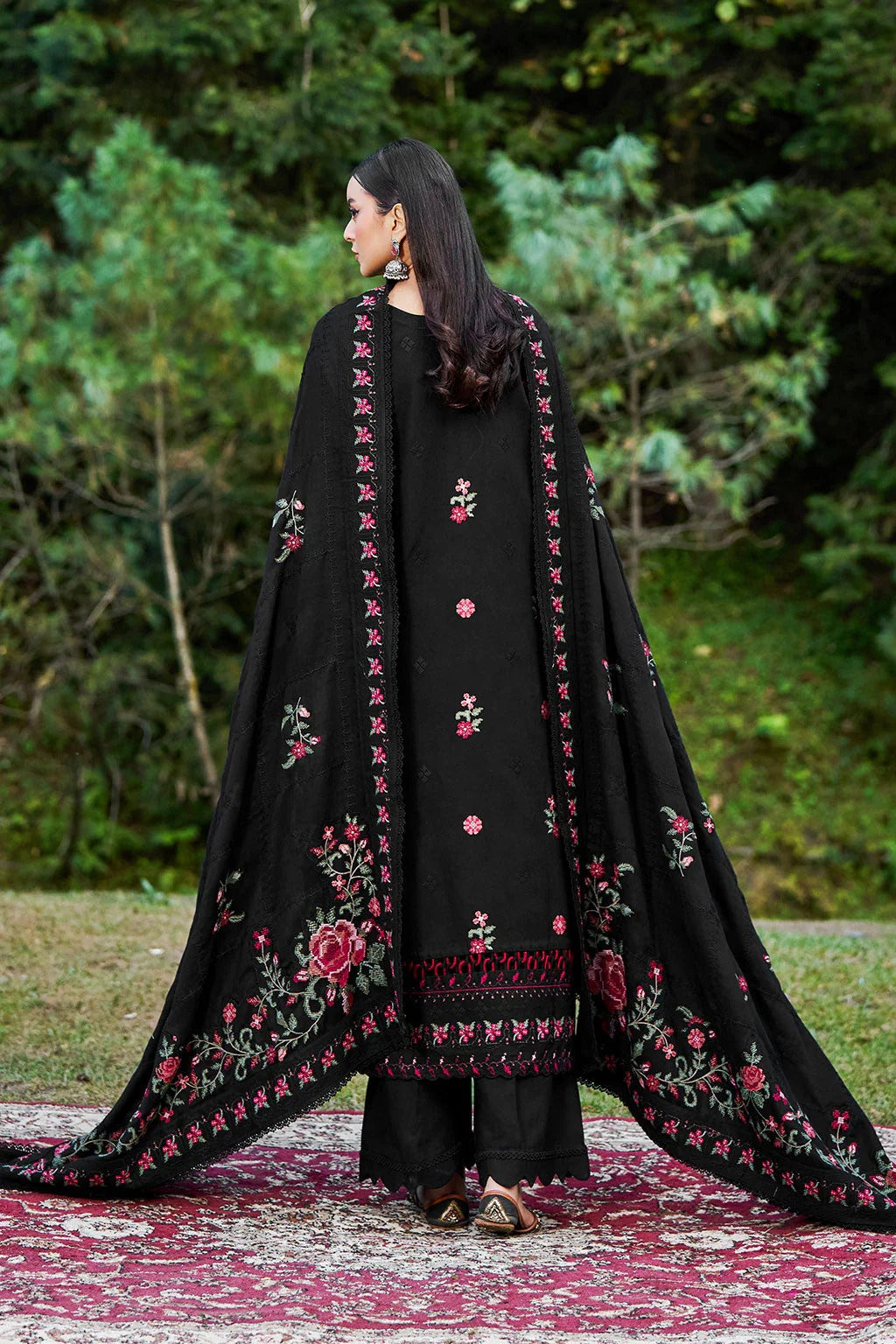 Reet By Ramsha - Three piece embroidered karandi suits with embroidered karandi shawls stitched & embellished | Original Ramsha Karandi Collection 2025 | R-1301