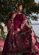 Hussain Rehar Anjas plum designer lawn outfit embroidery detail UK