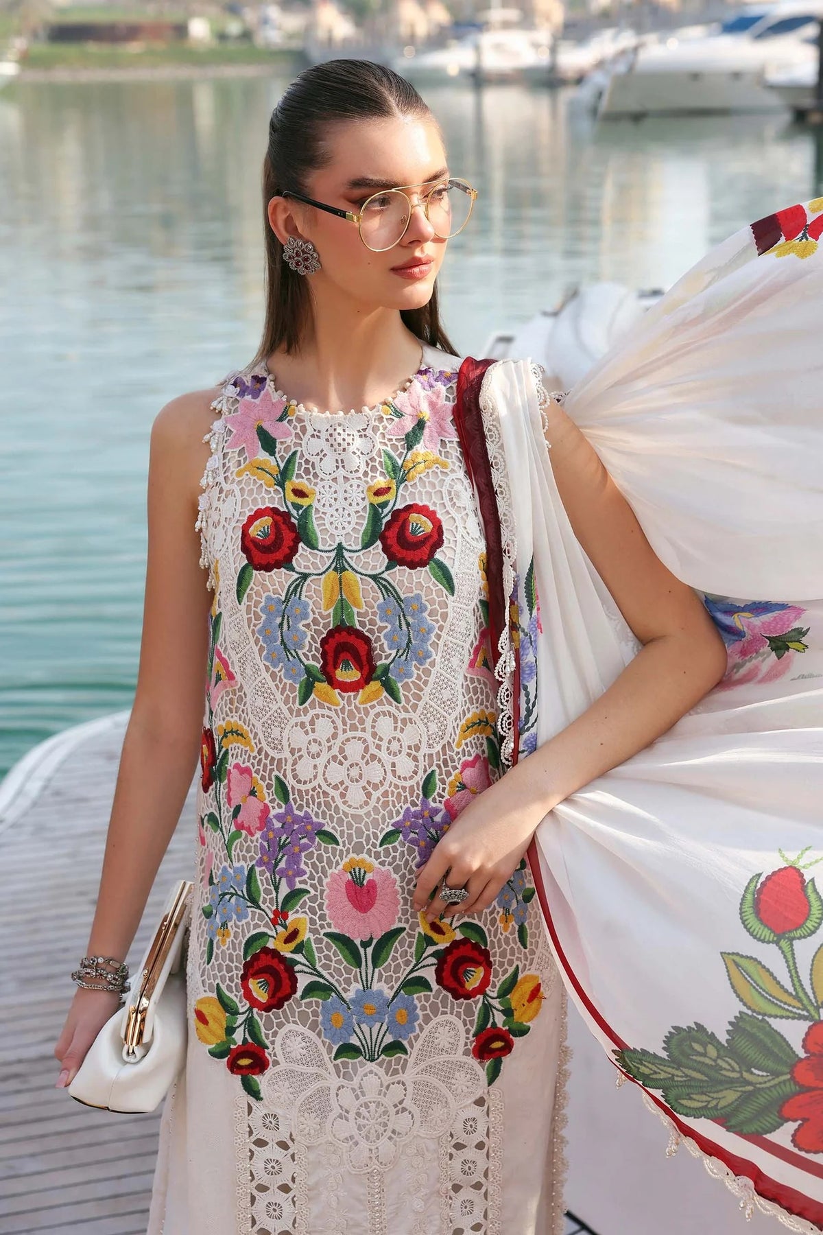 Maria B Stitched Embroidered Luxury Lawn 3 Piece Suit D-2610-A- Eid Collection