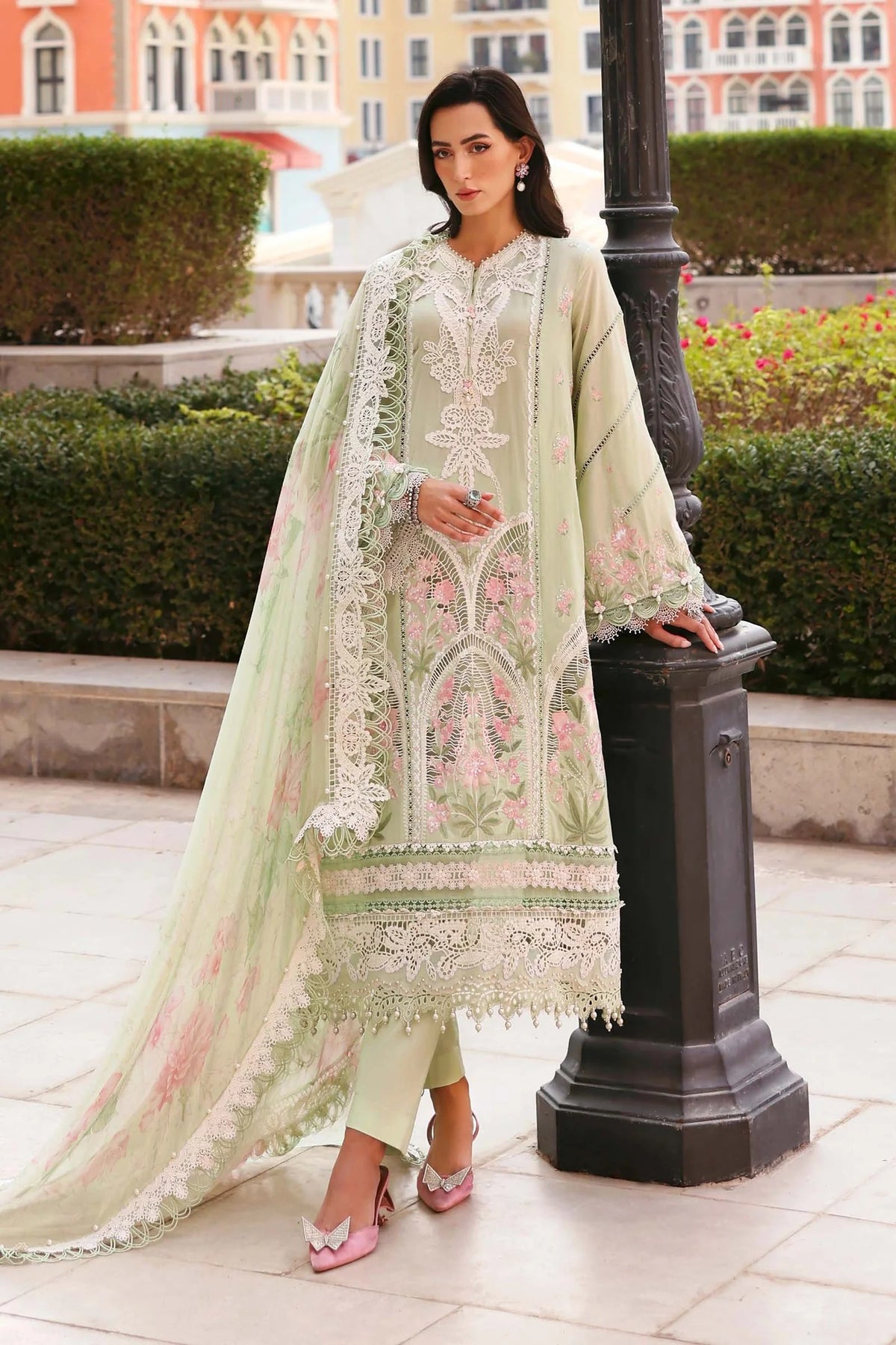 Maria B Stitched Embroidered Luxury Lawn 3 Piece Suit D-2611-A- Eid Collection