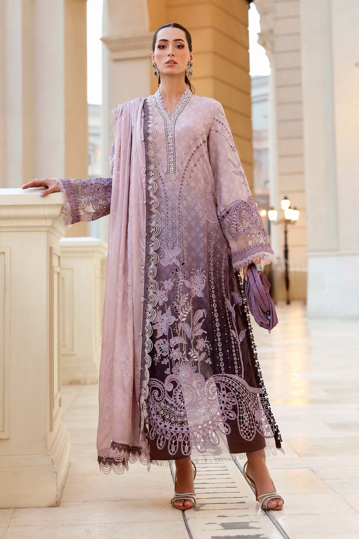 Maria B Stitched Embroidered Luxury Lawn 3 Piece Suit D-2601-B- Eid Collection