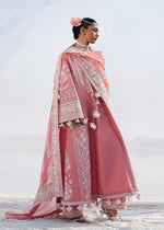 Pakistani designer Hussain Rehar Sorti stitched pink suit full look chiffon dupatta