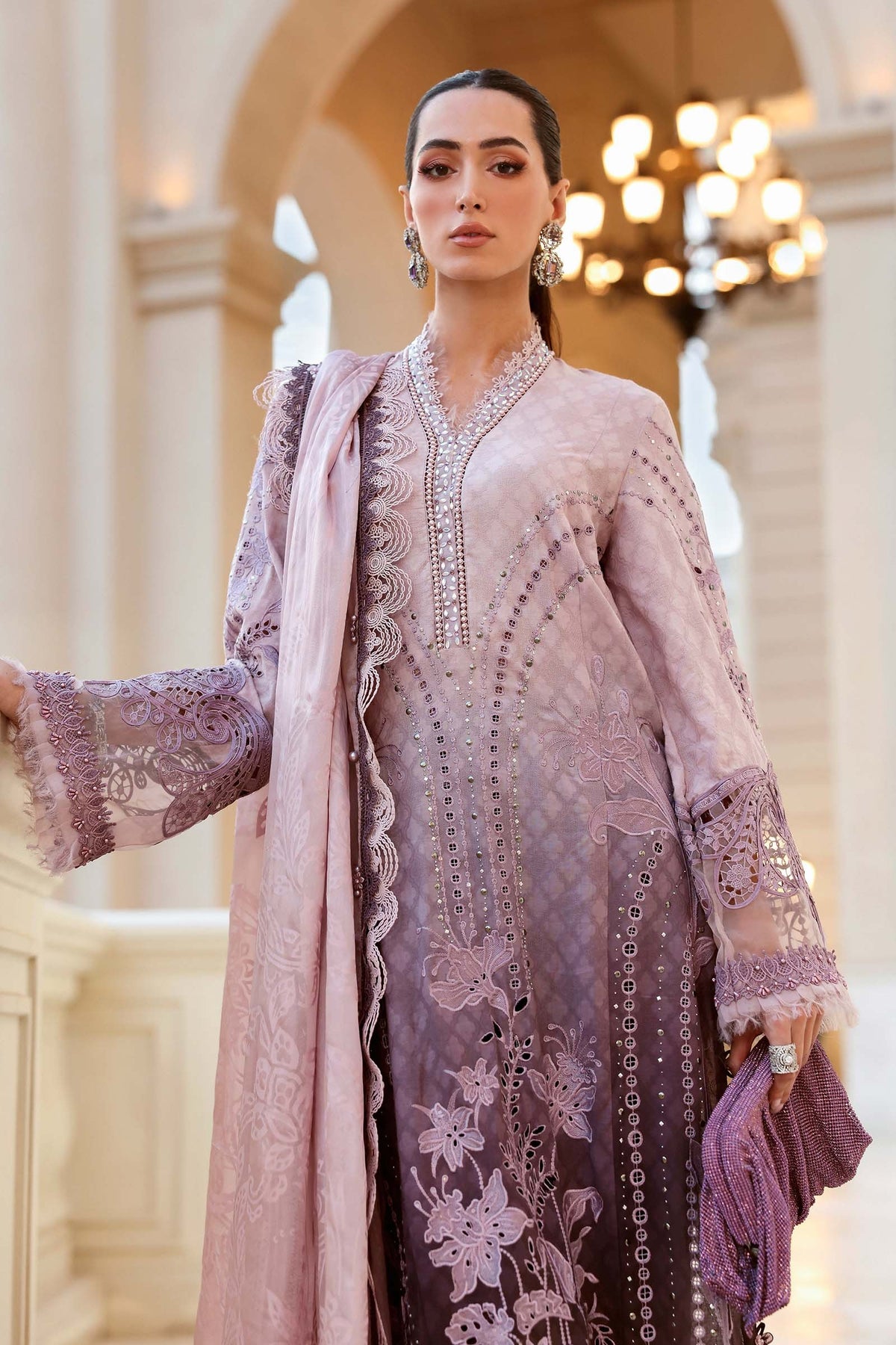 Maria B Stitched Embroidered Luxury Lawn 3 Piece Suit D-2601-B- Eid Collection