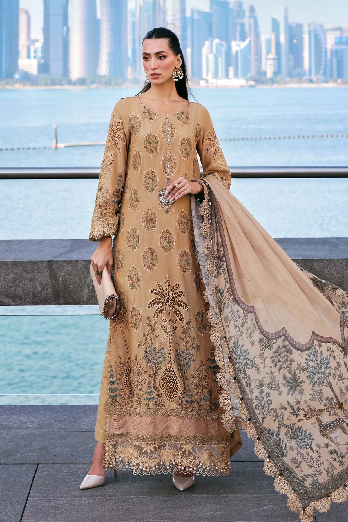 Maria B Stitched Embroidered Luxury Lawn 3 Piece Suit D-2605-A- Eid Collection