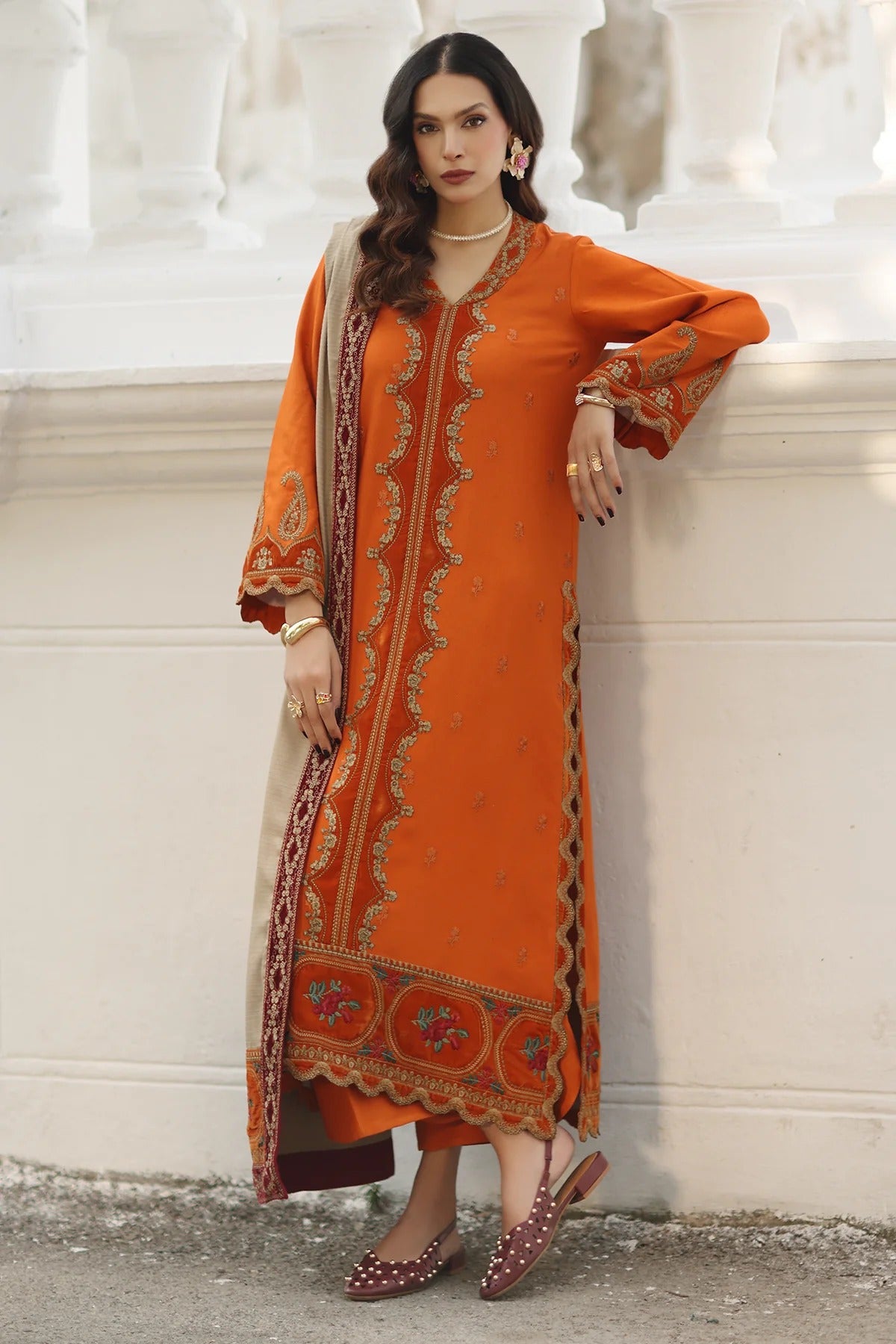 CHARIZMA SIGNATURE VOL 1 WINTER 2025-3-PC Stitched Peach Leather with Velvet CSW5-03