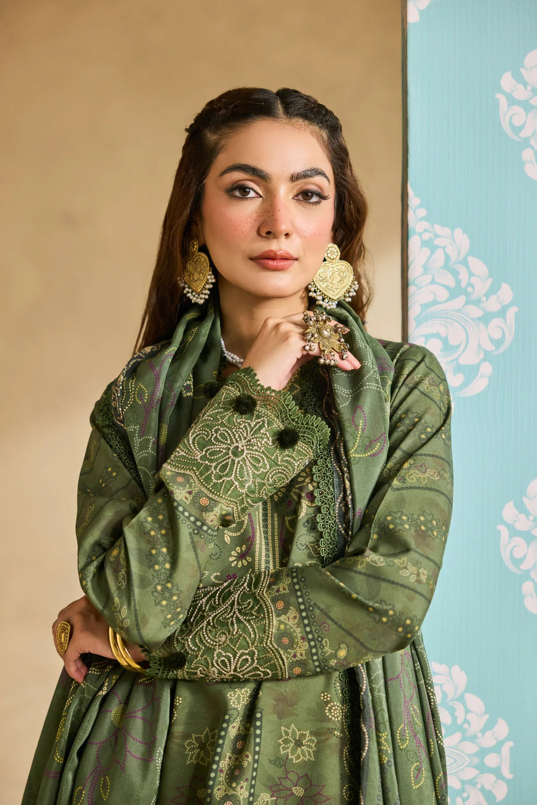 Florent one-nation Digital Printed Embroidered 3 piece stitched suit FON - 8A