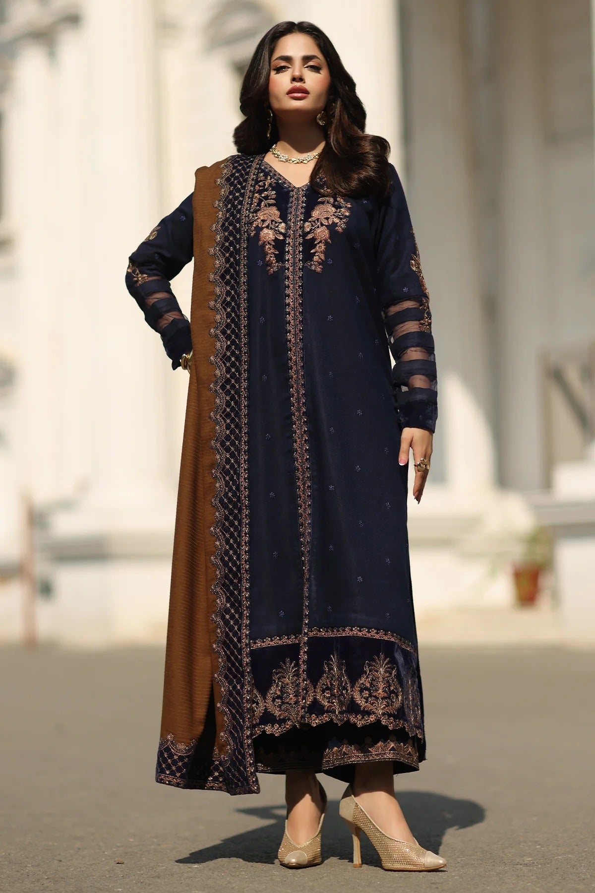 CHARIZMA SIGNATURE VOL 1 WINTER 2025-3-PC Stitched Peach Leather with Velvet CSW5-01