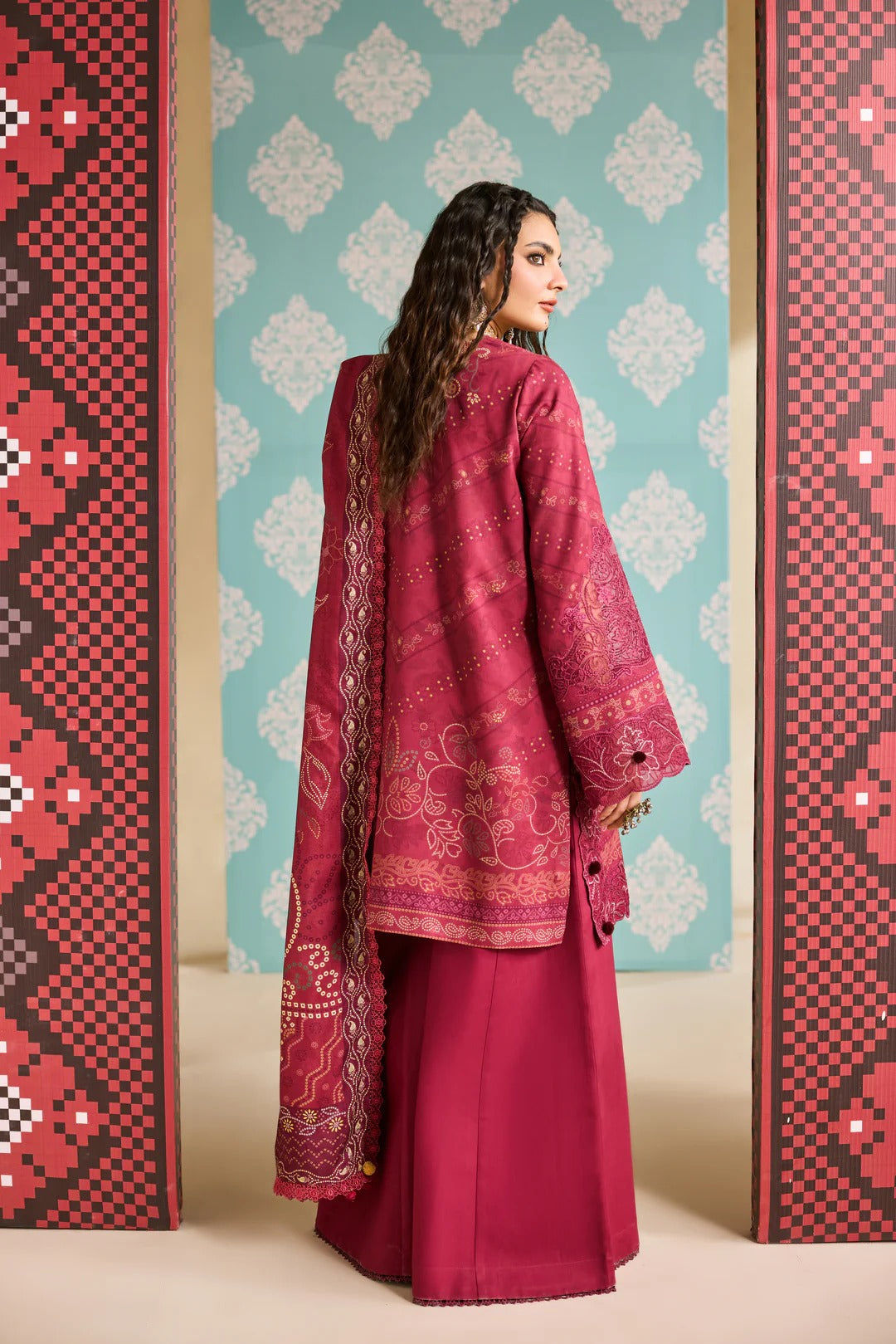 Florent one-nation Digital Printed Embroidered 3 piece stitched suitFON - 8B