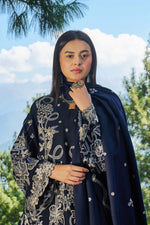 Reet By Ramsha - Three piece embroidered karandi suits with embroidered karandi shawls stitched & embellished | Original Ramsha Karandi Collection 2025 | R-1